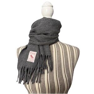 BLACKCOCK MADE IN SCOTLAND SOLID Grey 100% CASHMERE SCARF WITH FRINGE